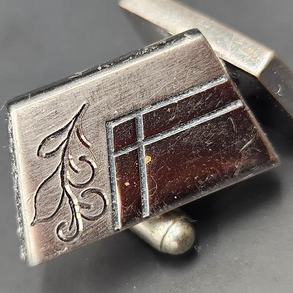 Vintage Anson cufflinks men's silver tone engraved bullet back formal classic - Picture 2 of 6